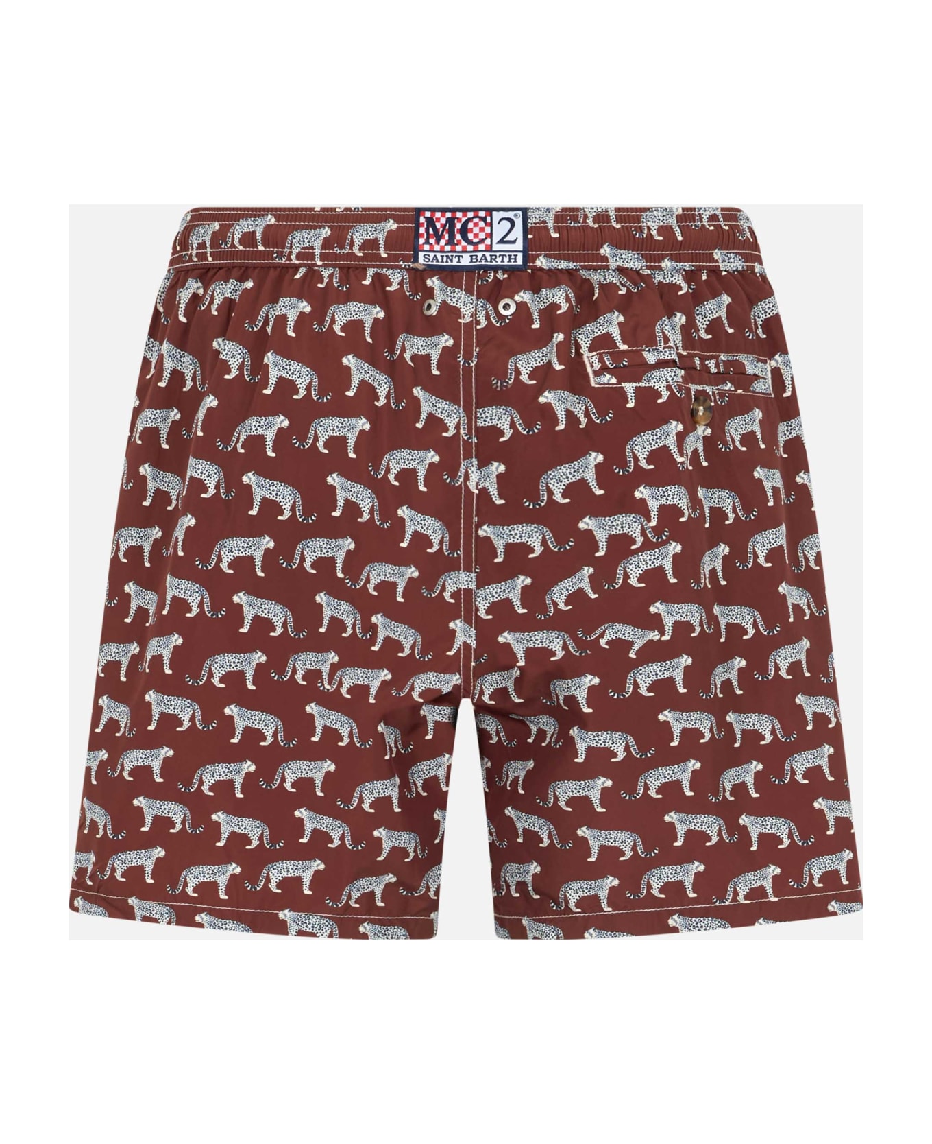 MC2 Saint Barth Man Lightweight Fabric Swim-shorts Lighting 70 With Micro Cheeta Print - BROWN