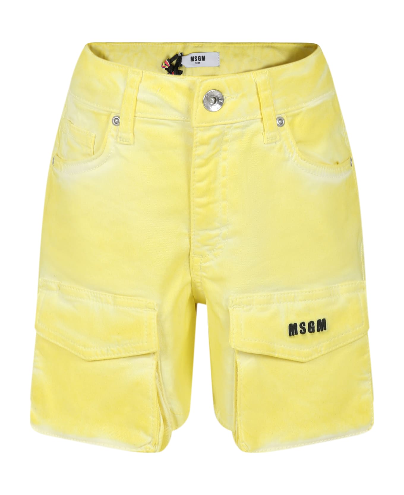 MSGM Yellow Shorts For Girl With Logo - Yellow