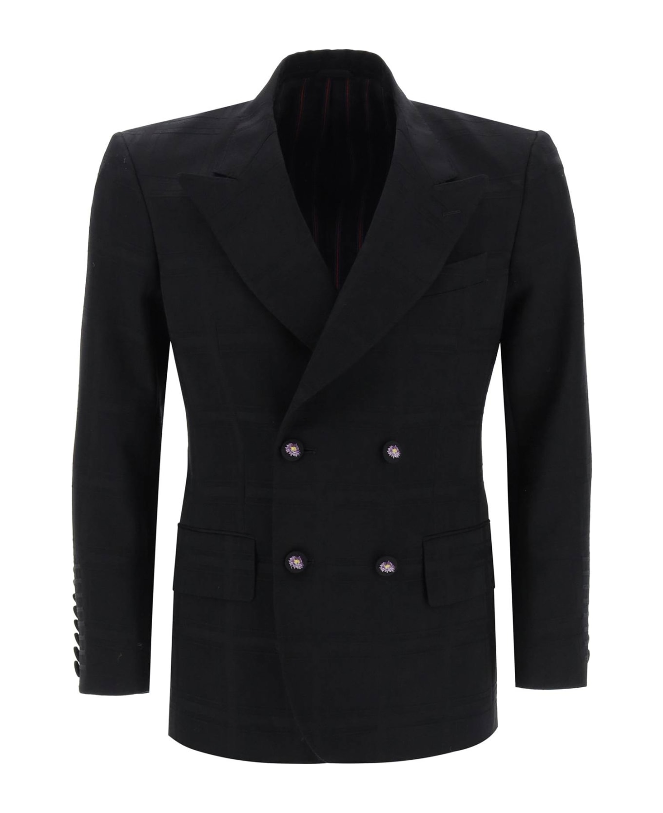 Etro Double-breasted Jacket With Check Pattern - BLACK (Black)