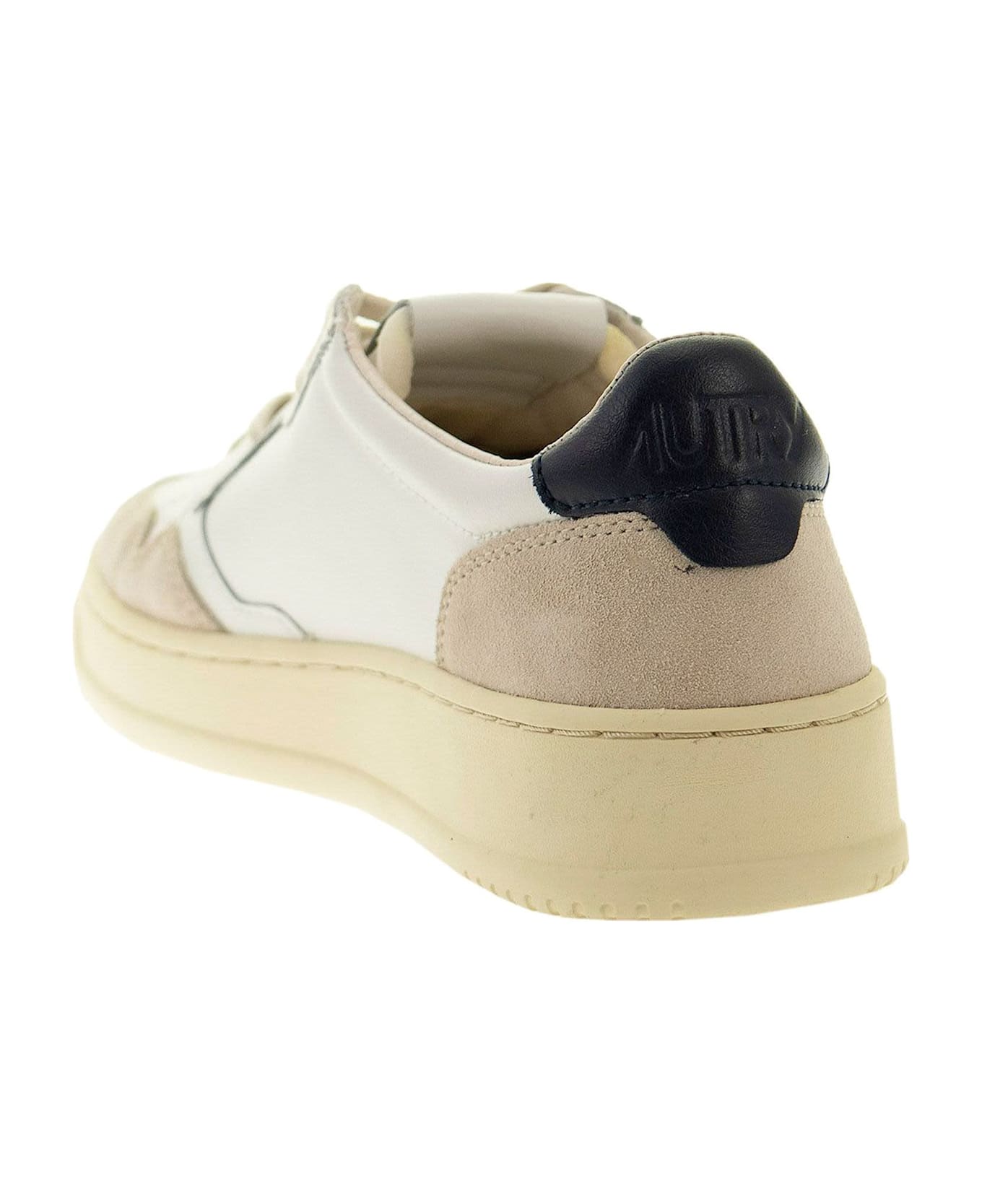 Autry Medalist Low - Leather And Suede Sneakers - White/blue