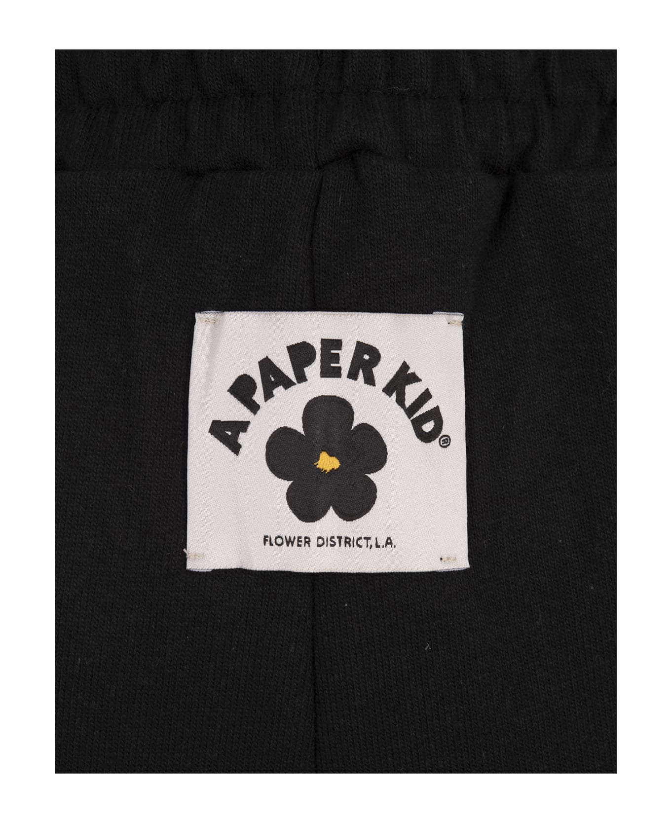 A Paper Kid Black Shorts With Back Logo Label - Black