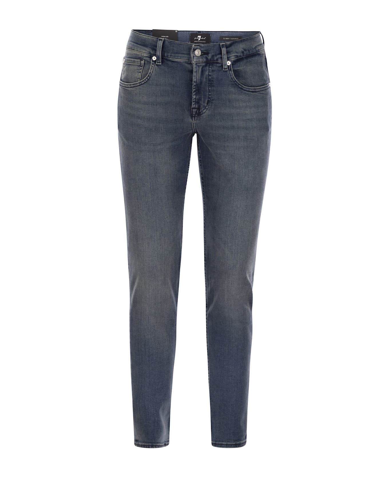 7 For All Mankind Slimmy Tapered Globe - Skinny Medium-waisted Jeans - Blue Denim