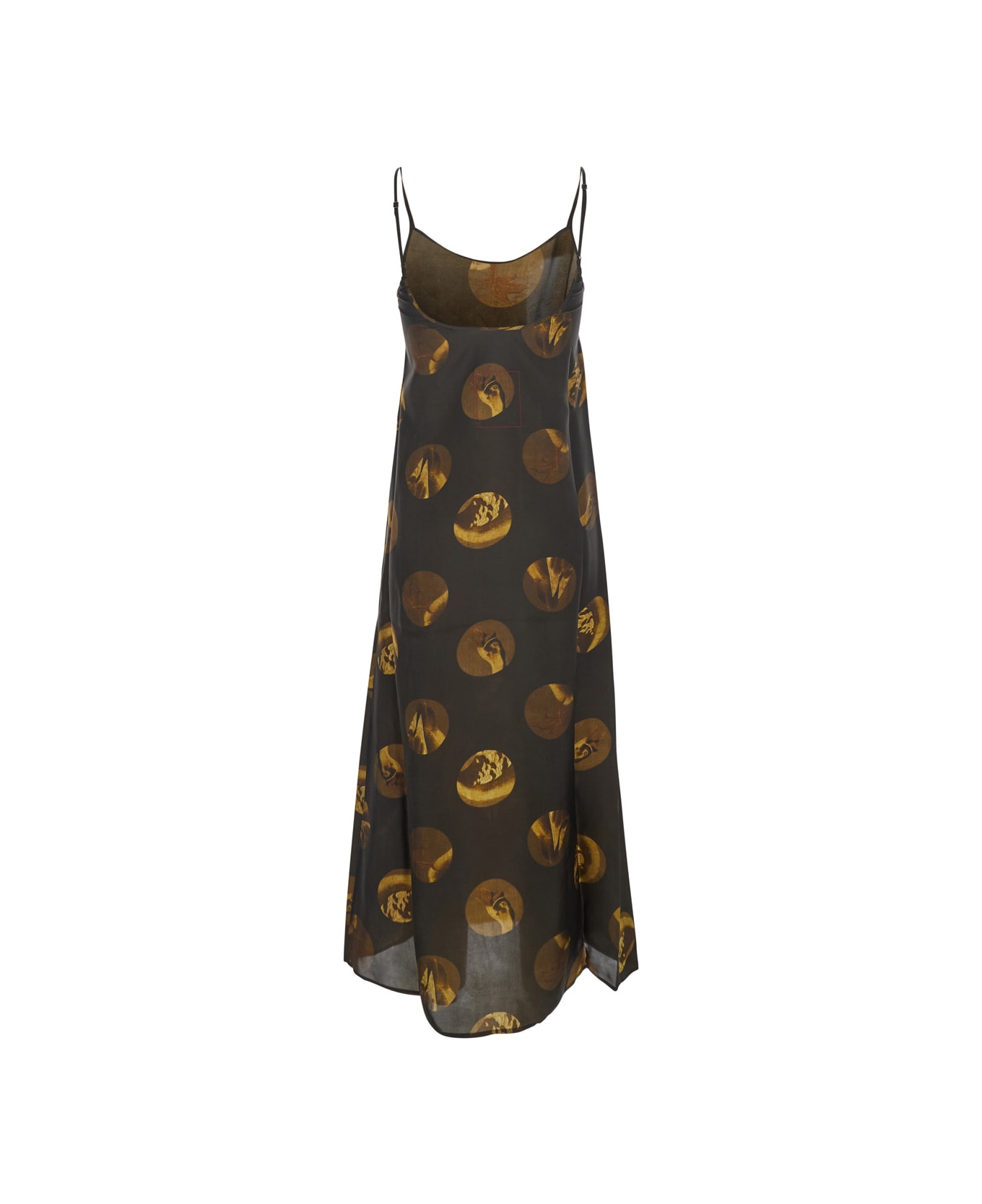 Uma Wang 
anaya
 Brown Sleeveless Dress With Round Neck And All-over Motif In Viscose Blend Woman - BROWN