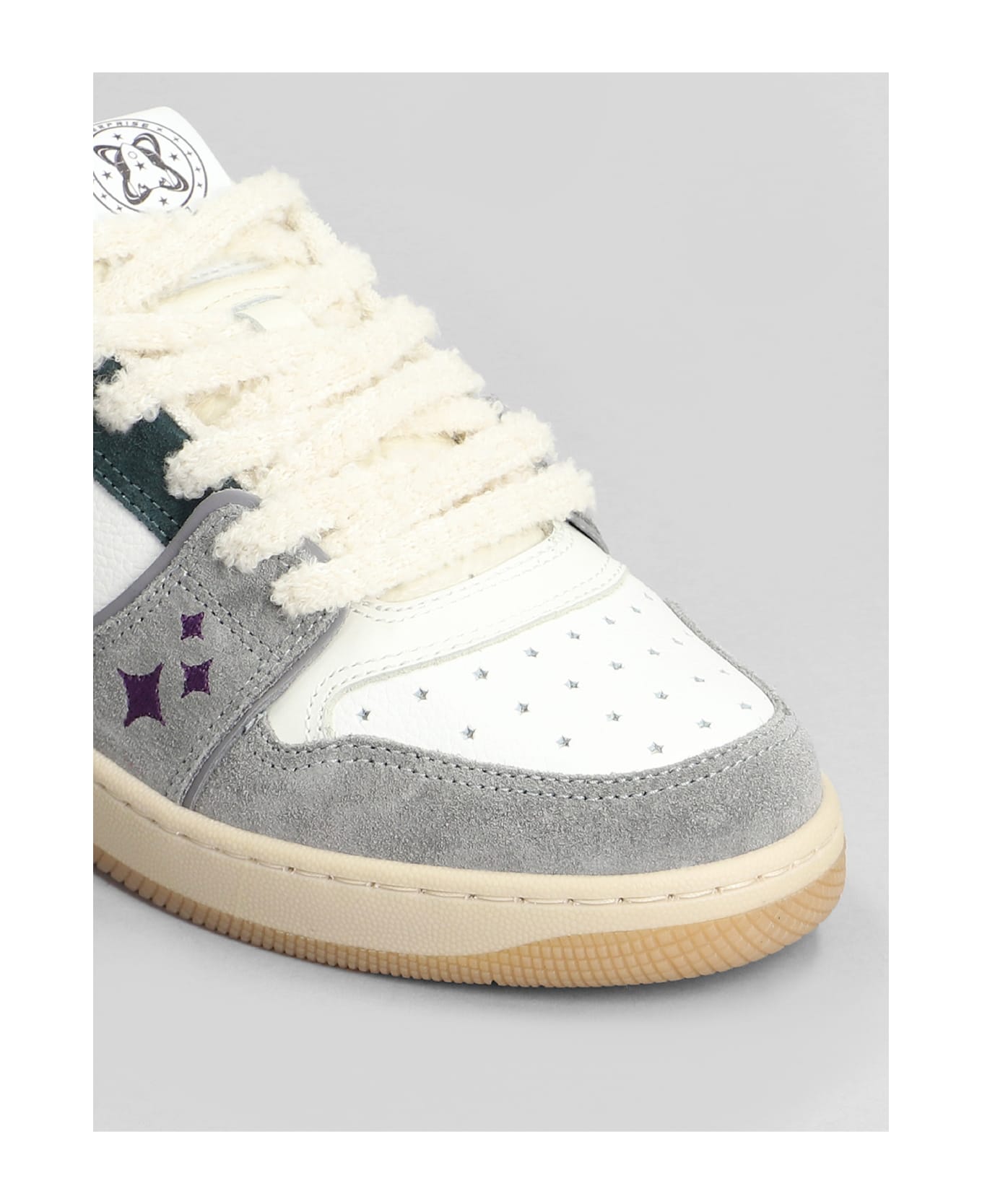 Enterprise Japan Egg Rocket Sneakers In Grey Suede And Leather - MultiColour