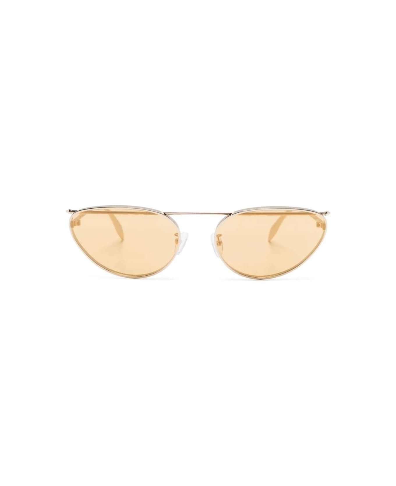 Alexander McQueen Cat-eye Front Piercing Sunglasses In Gold - Gold サングラス