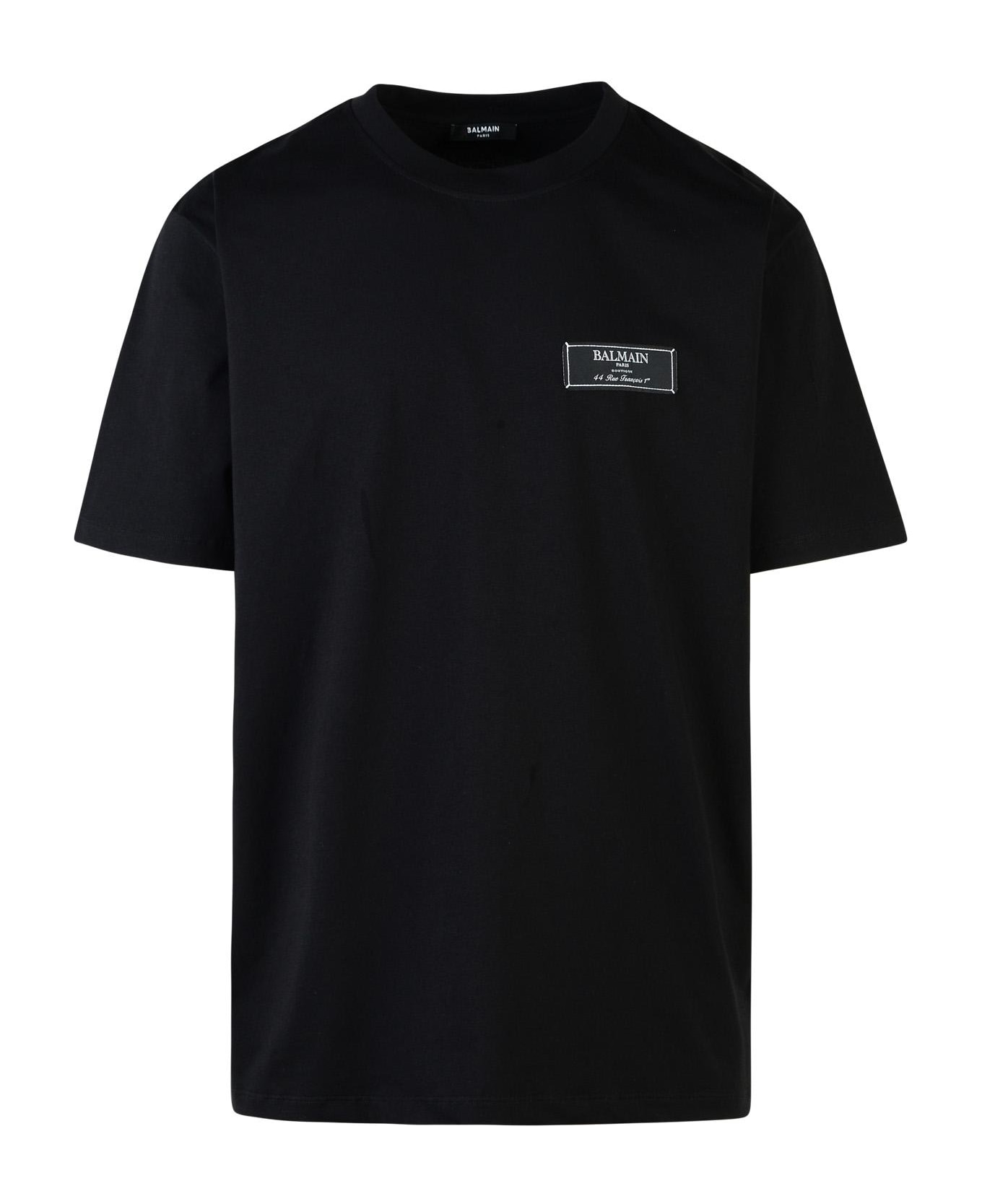 Balmain Black Cotton T-shirt - Black