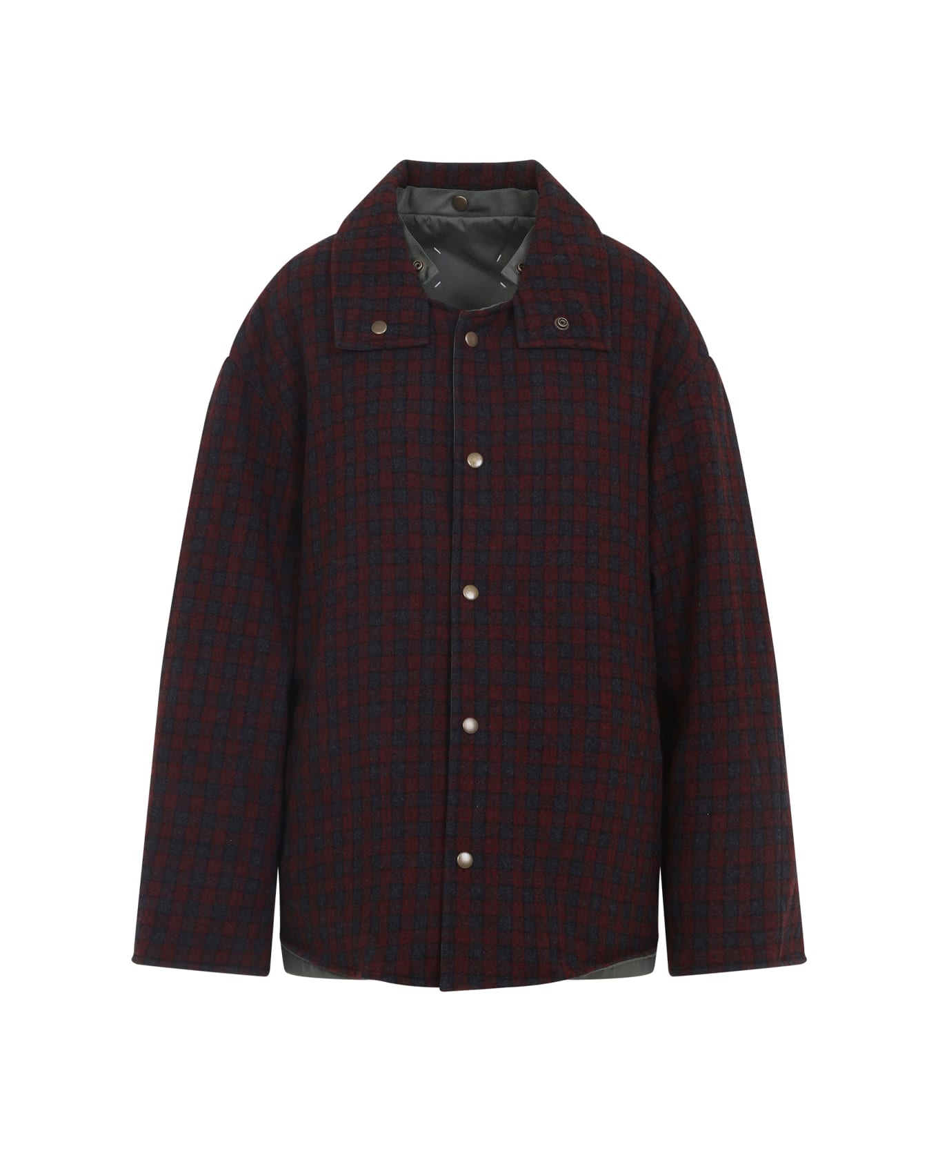 Maison Margiela Polyamide And Wool Jacket - Military Burgundy Check