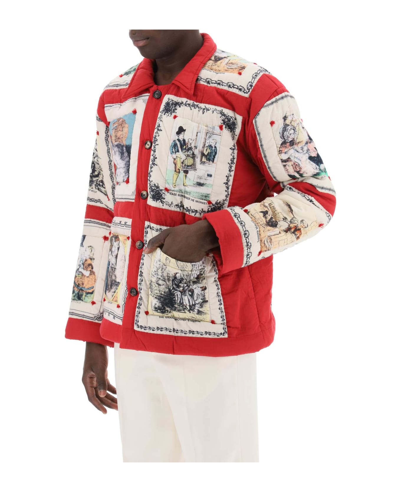 Bode Storytime Quilted Jacket - RED MULTI (Red)