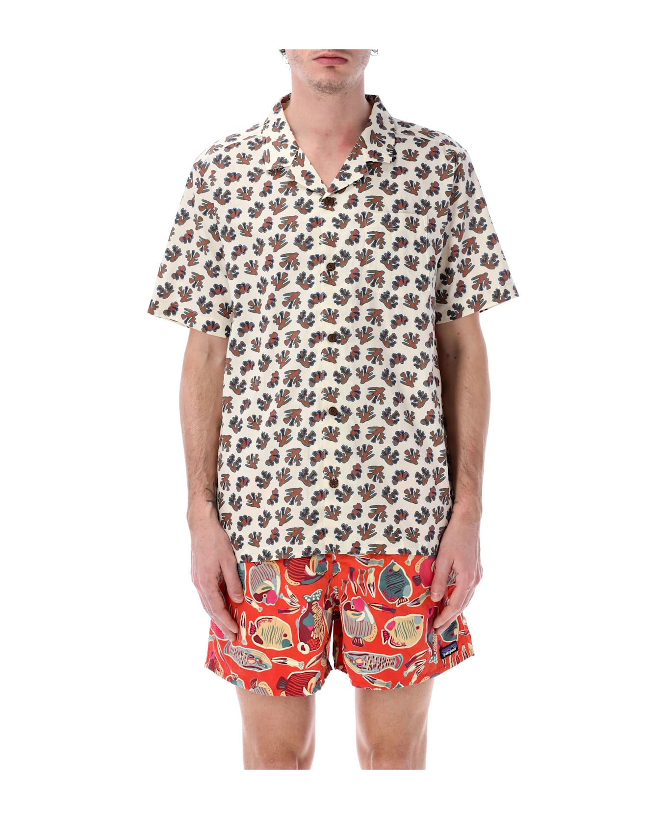 Patagonia Tidal Threads Camp Shirt - CORAL WHITE