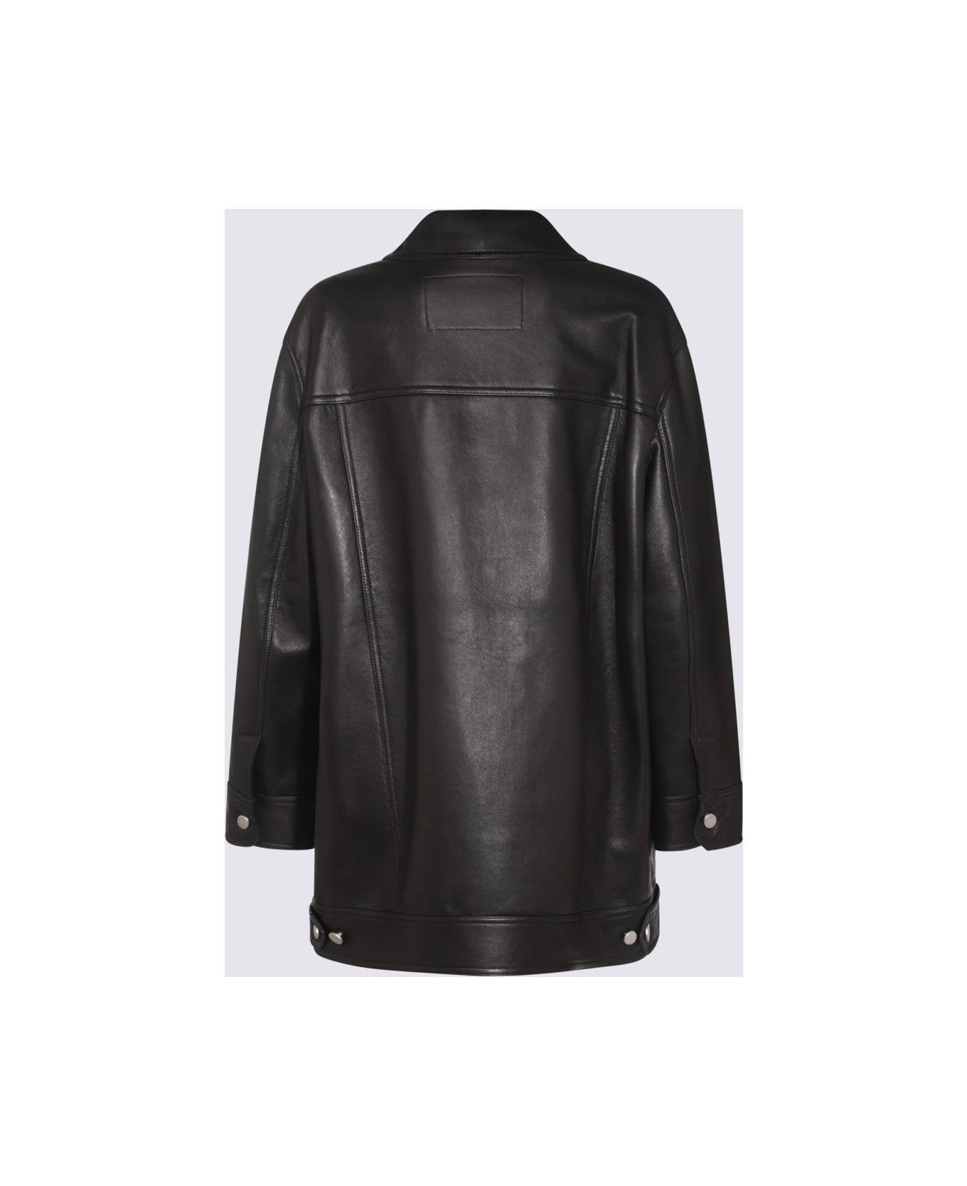 Max Mara Black Leather Girino Jacket - Black