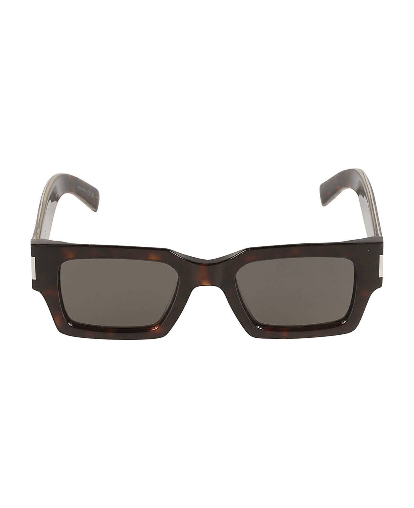 Saint Laurent Eyewear Rectangular Frame Flame Effect Sunglasses - Havana/Crystal/Grey サングラス