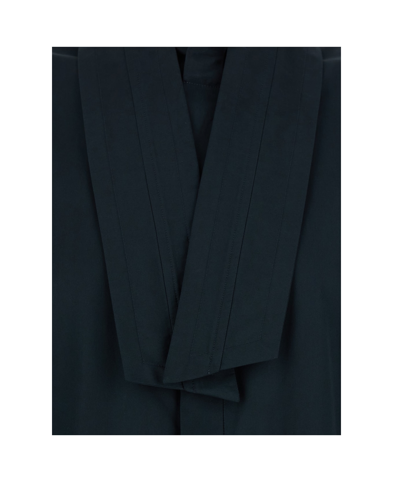 Phoebe Philo Black Shirt With Tie Neck In Cotton Woman - Blu