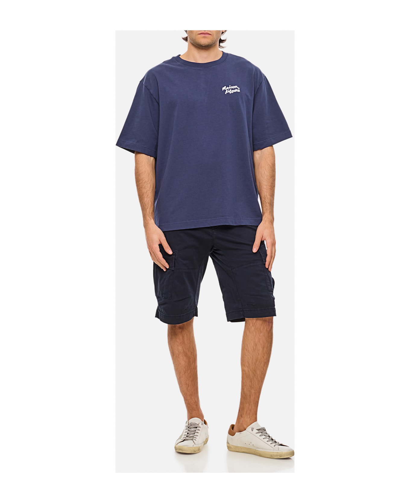 Maison Kitsuné Maison Kitsune Handwriting Embroidery Oversize Tee - Ink Blue