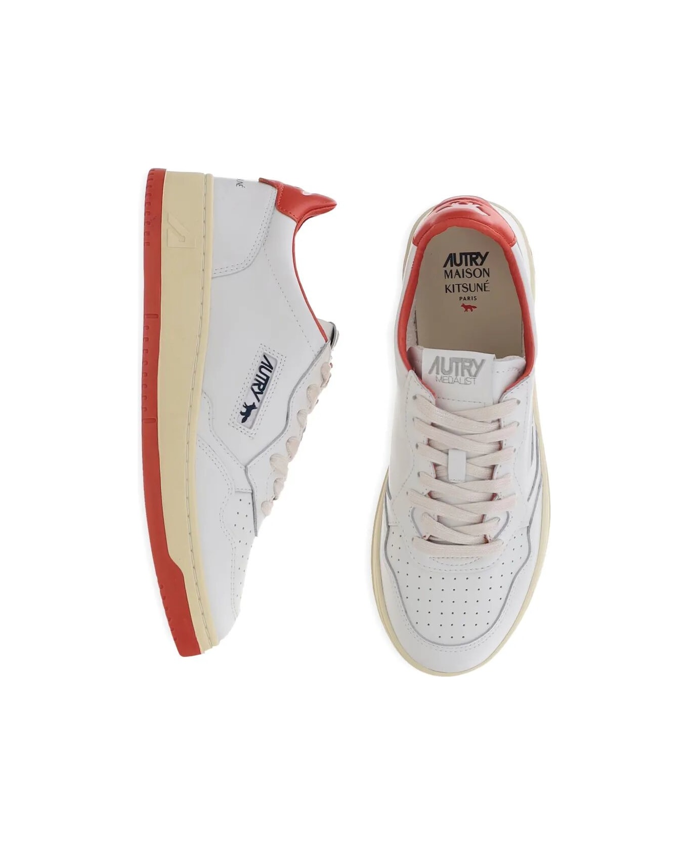 Autry Medalist Lowm Kitsune Wht Red - Wht Red