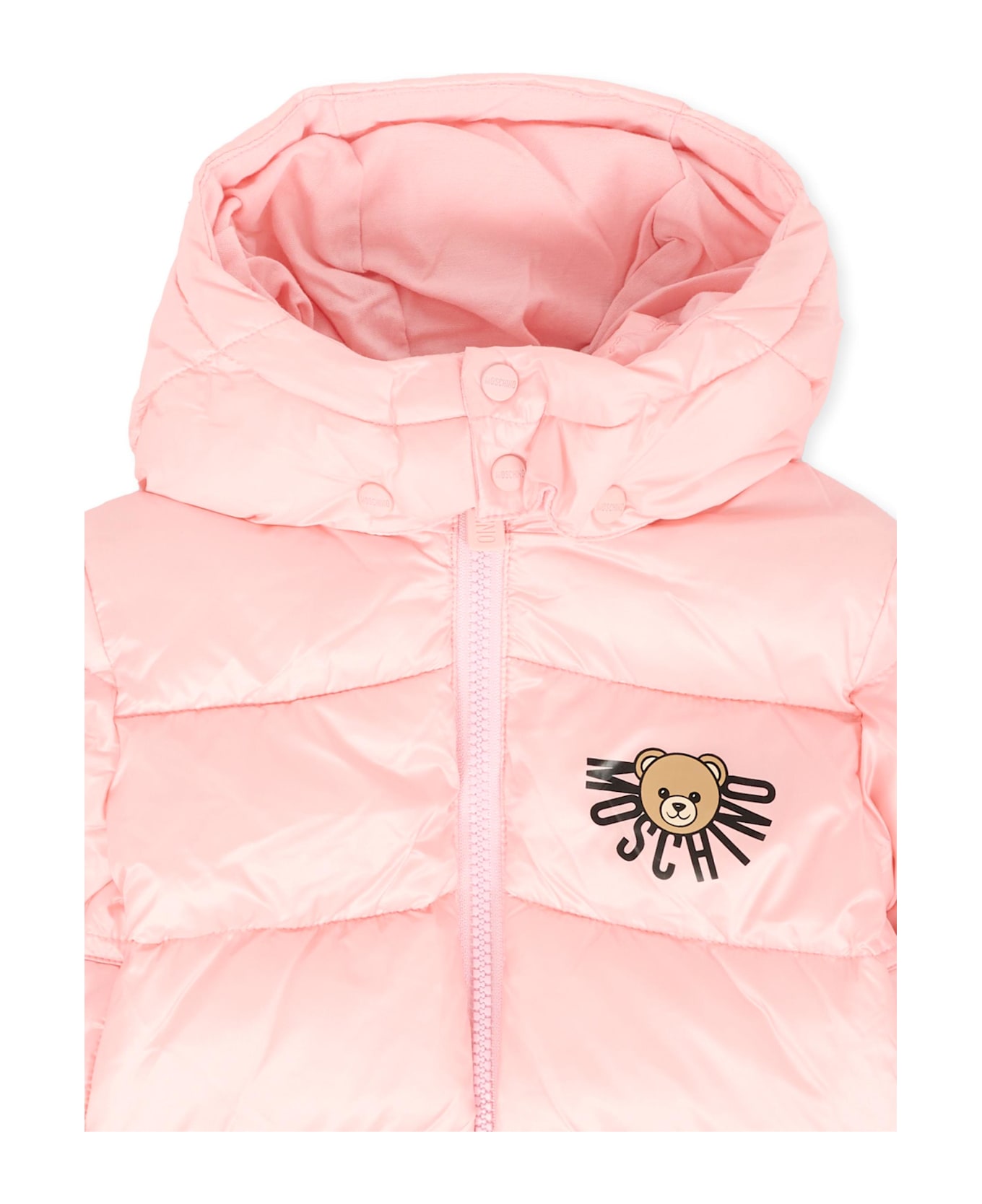 Moschino Pink Down Jacket For Baby Girl With Teddy Bear - Pink