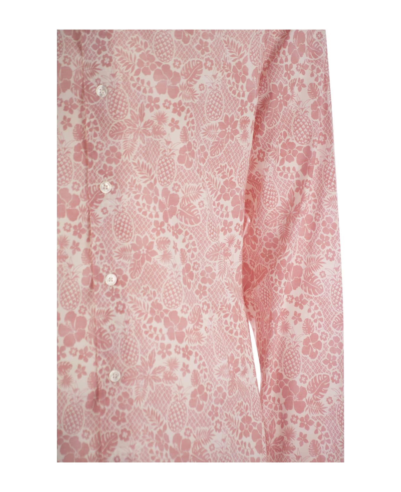Fedeli Printed Stretch Cotton Voile Shirt - Pink
