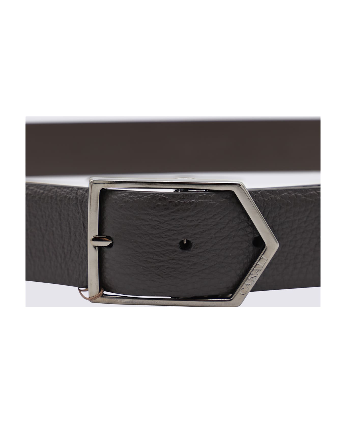 Canali Dark Grey Leather Belt