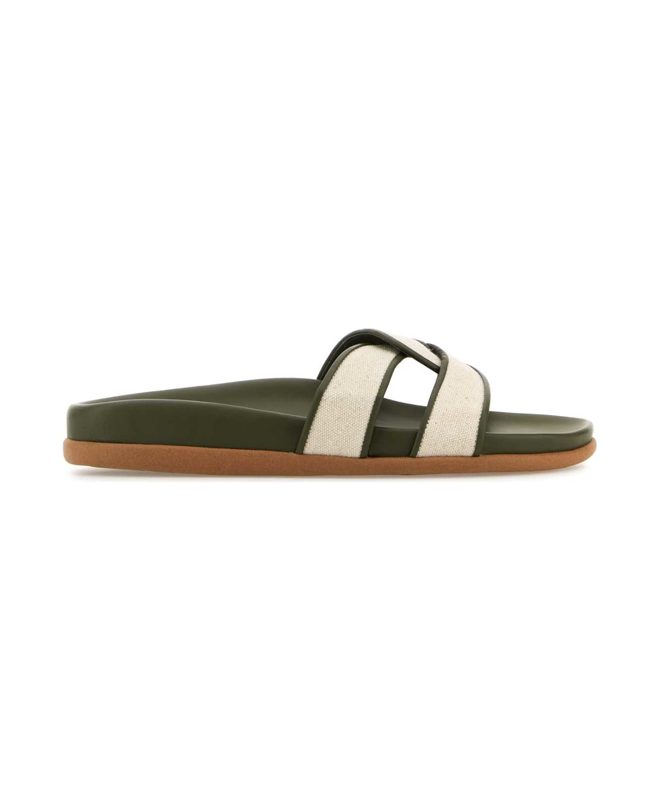 Ancient Greek Sandals Two-tone Canvas Desmos Slippers - KHAKINATURAL