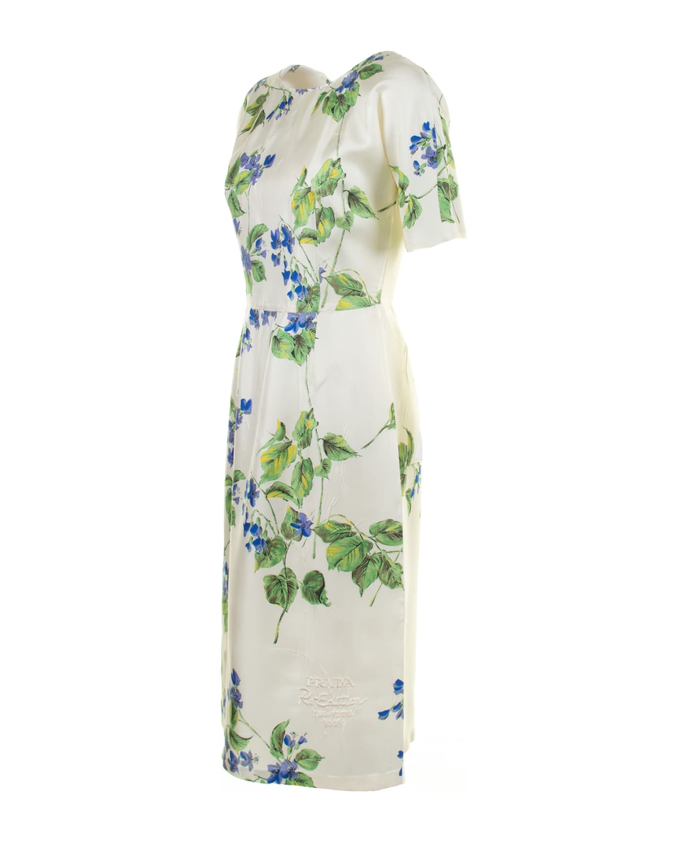 Prada Long Dress In Floral Twill - TALCO