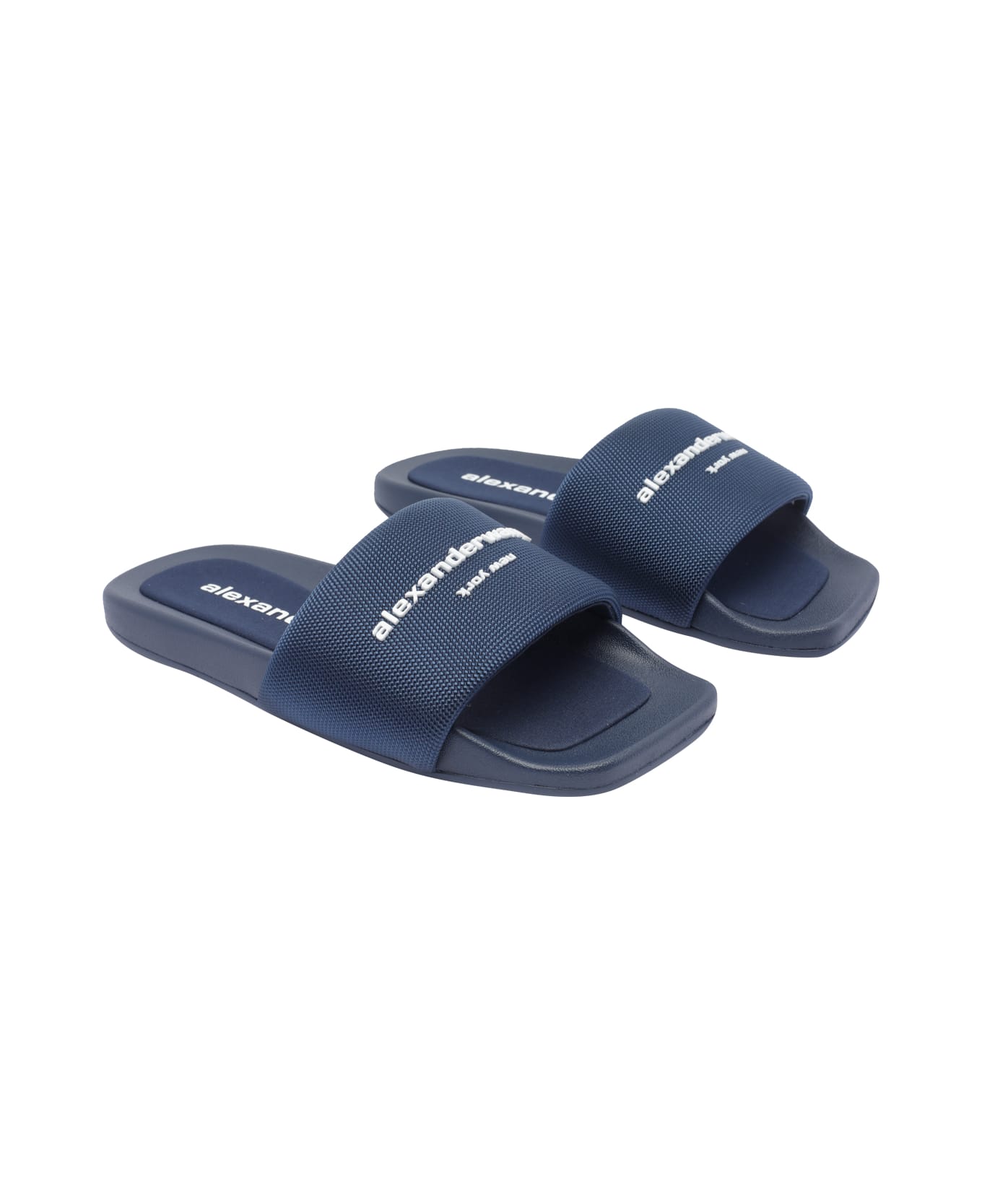 Alexander Wang Logo Slide Sandals - Blue