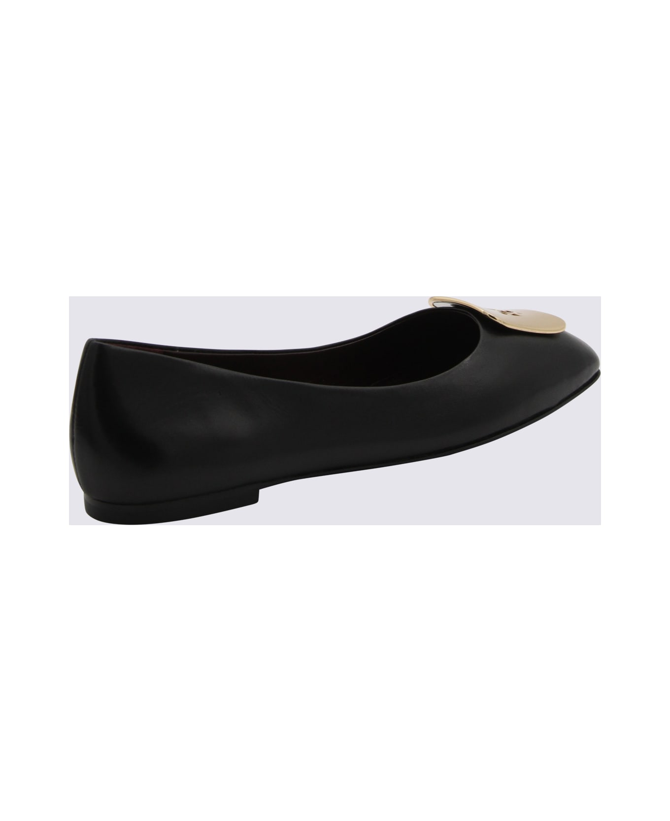 Tory Burch Black Leather Ballerina Shoes - Black