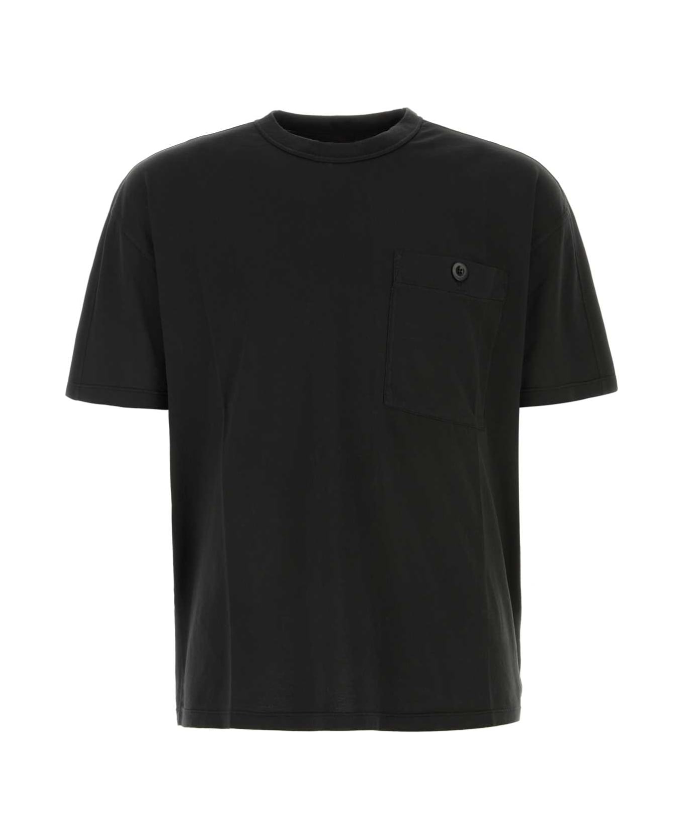 Ten C Black Cotton T-shirt - Black