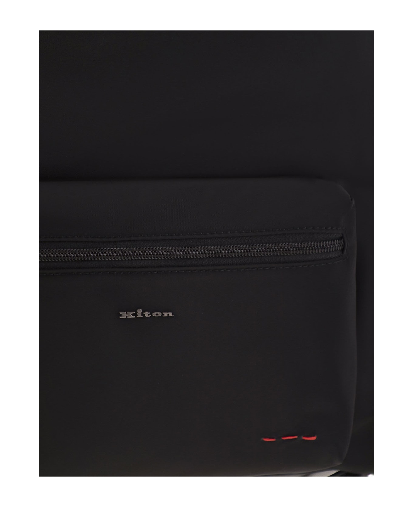 Kiton Technical Fabric Backpack With Logo - Black