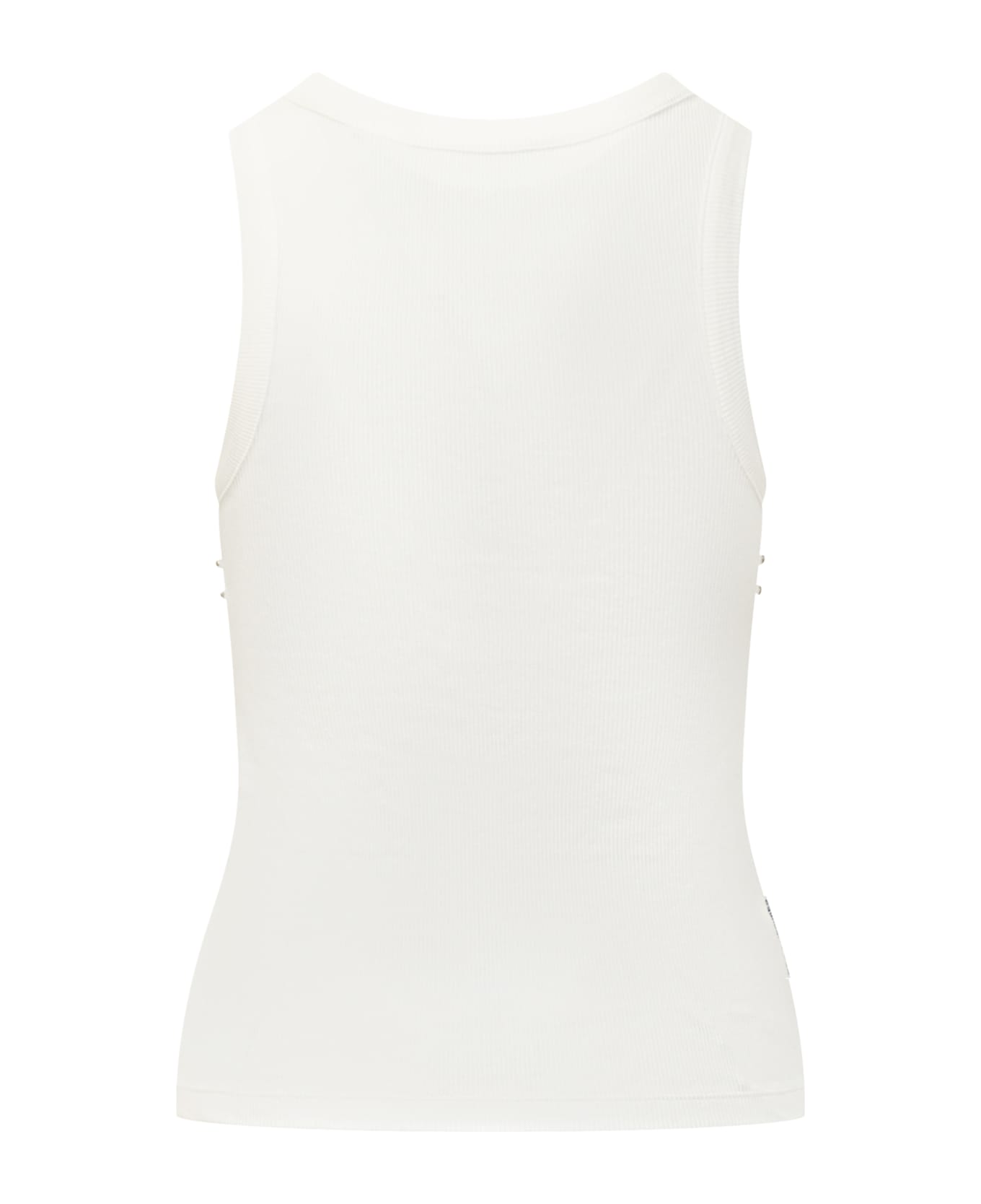 Des Phemmes Tank Top With Rhinestones - white