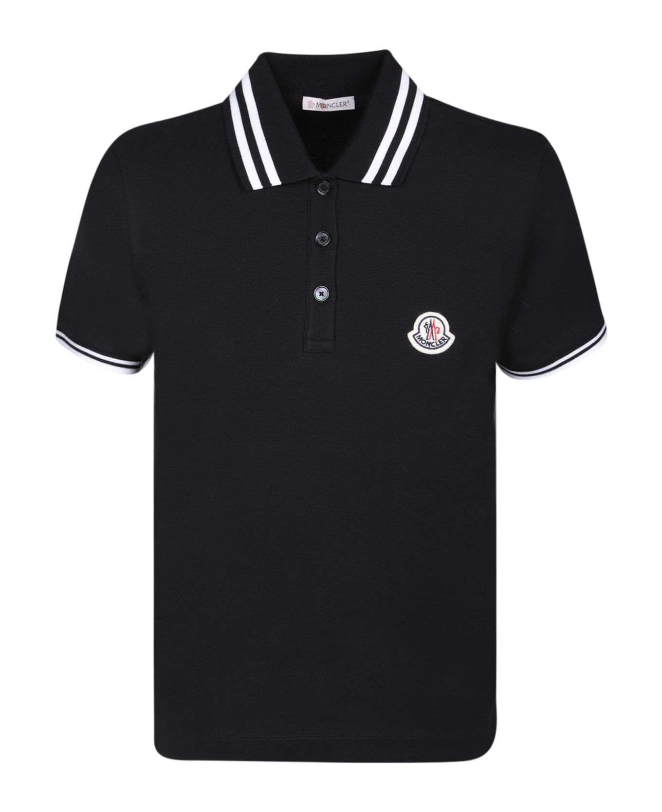 Moncler Logo-patch Cotton Polo Shirt - Nero
