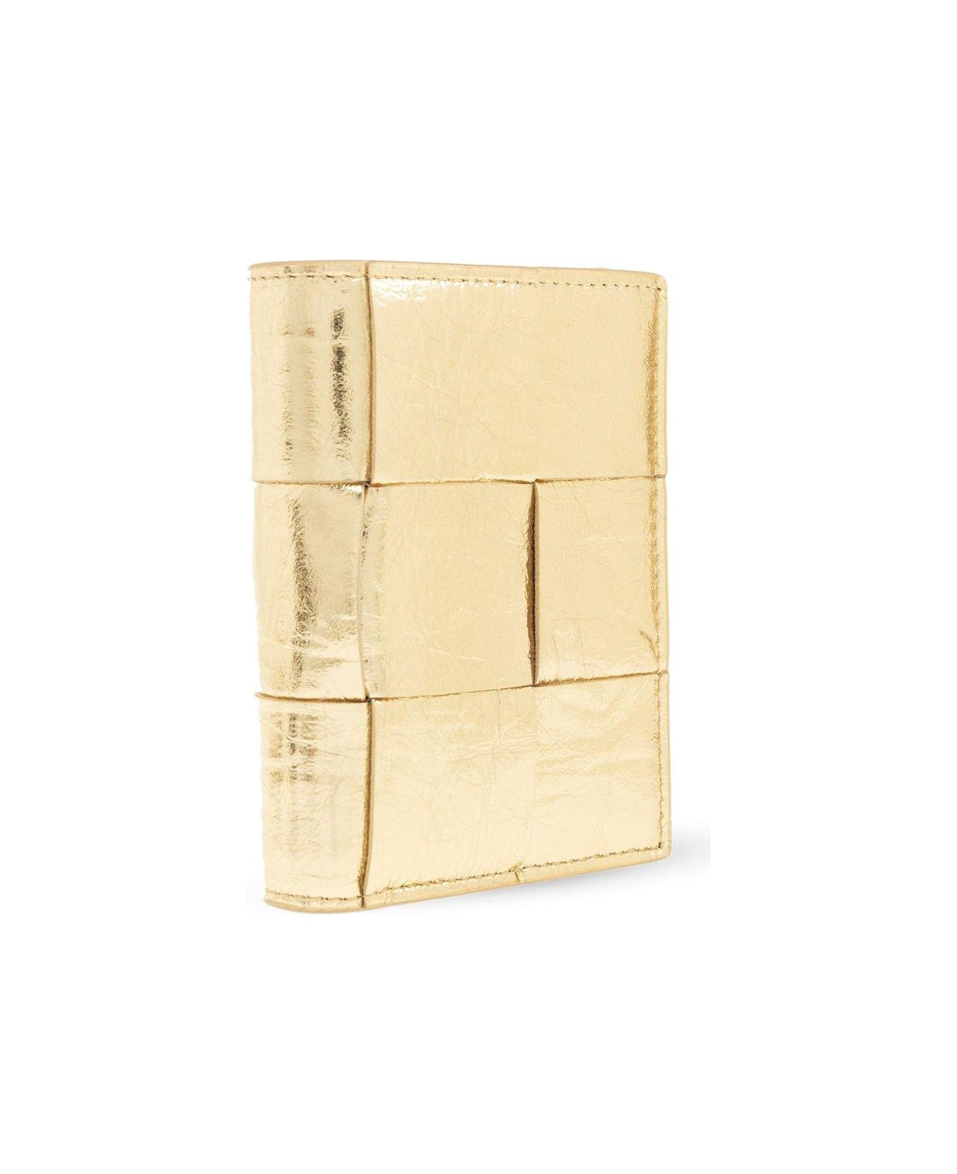 Bottega Veneta Cassette Small Bi-fold Zip Wallet - GOLD-GOLD