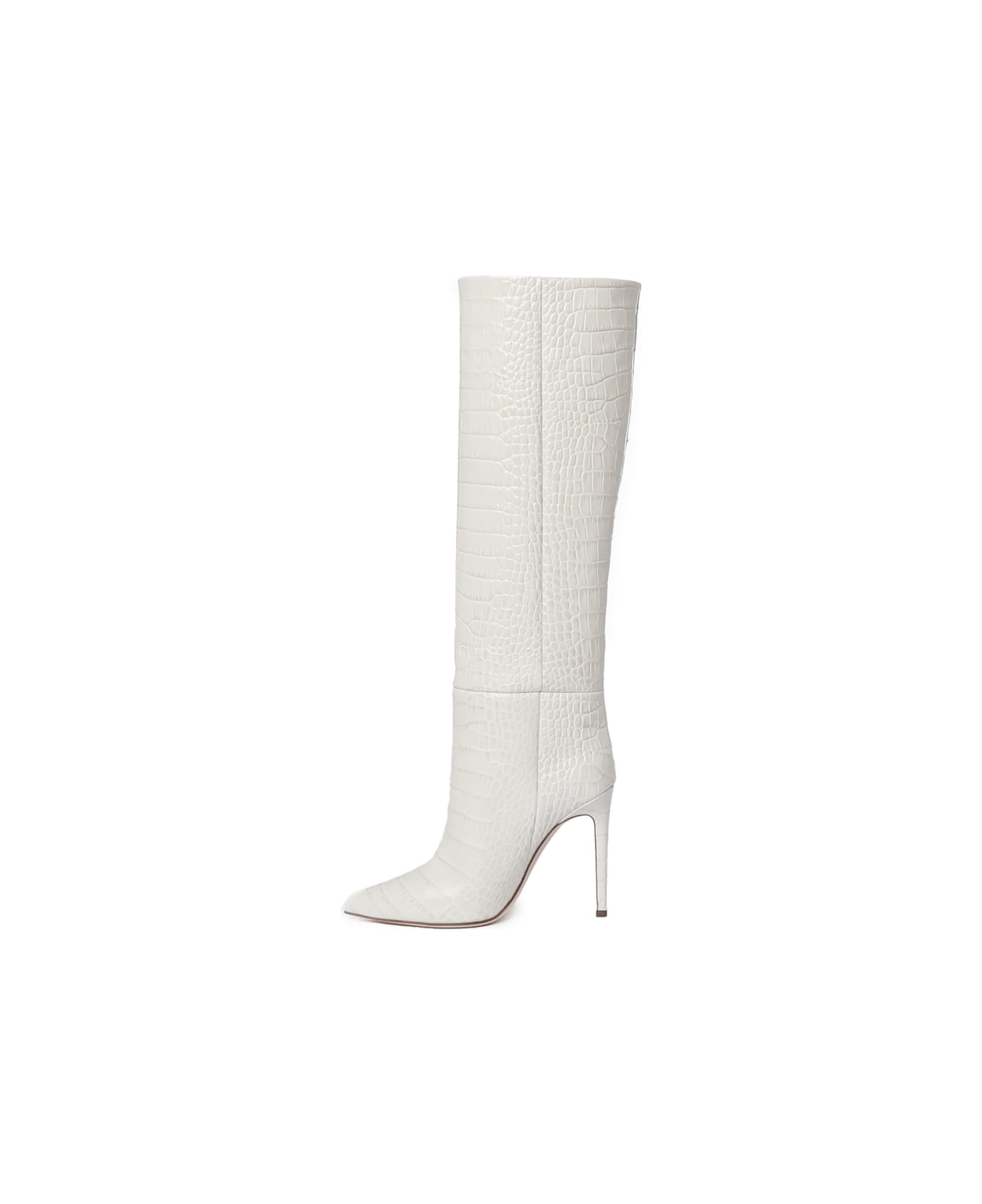 Paris Texas Crocodile Embossed Leather Boots - White