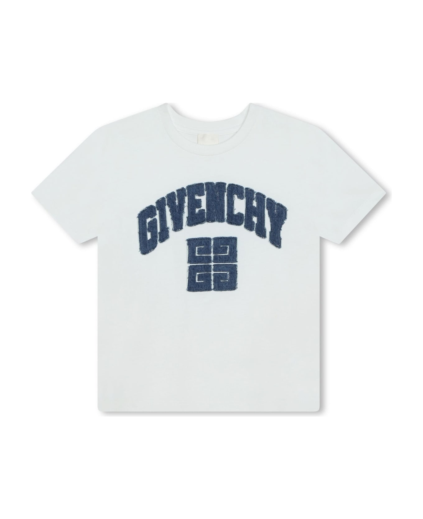 Givenchy White T-shirt With Applied Blue Logo - White