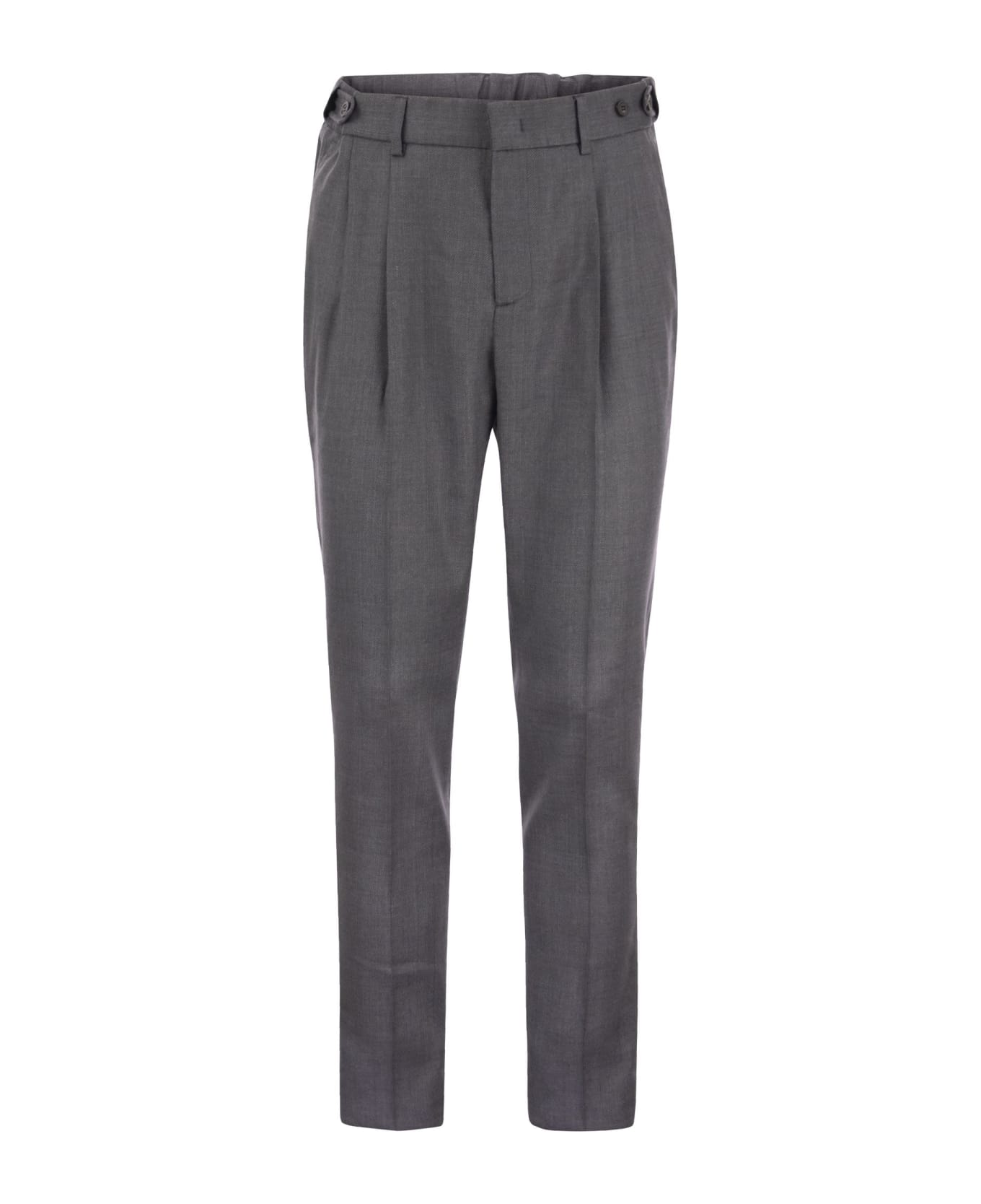 Peserico Virgin Wool And Linen Blend Trousers - Grey
