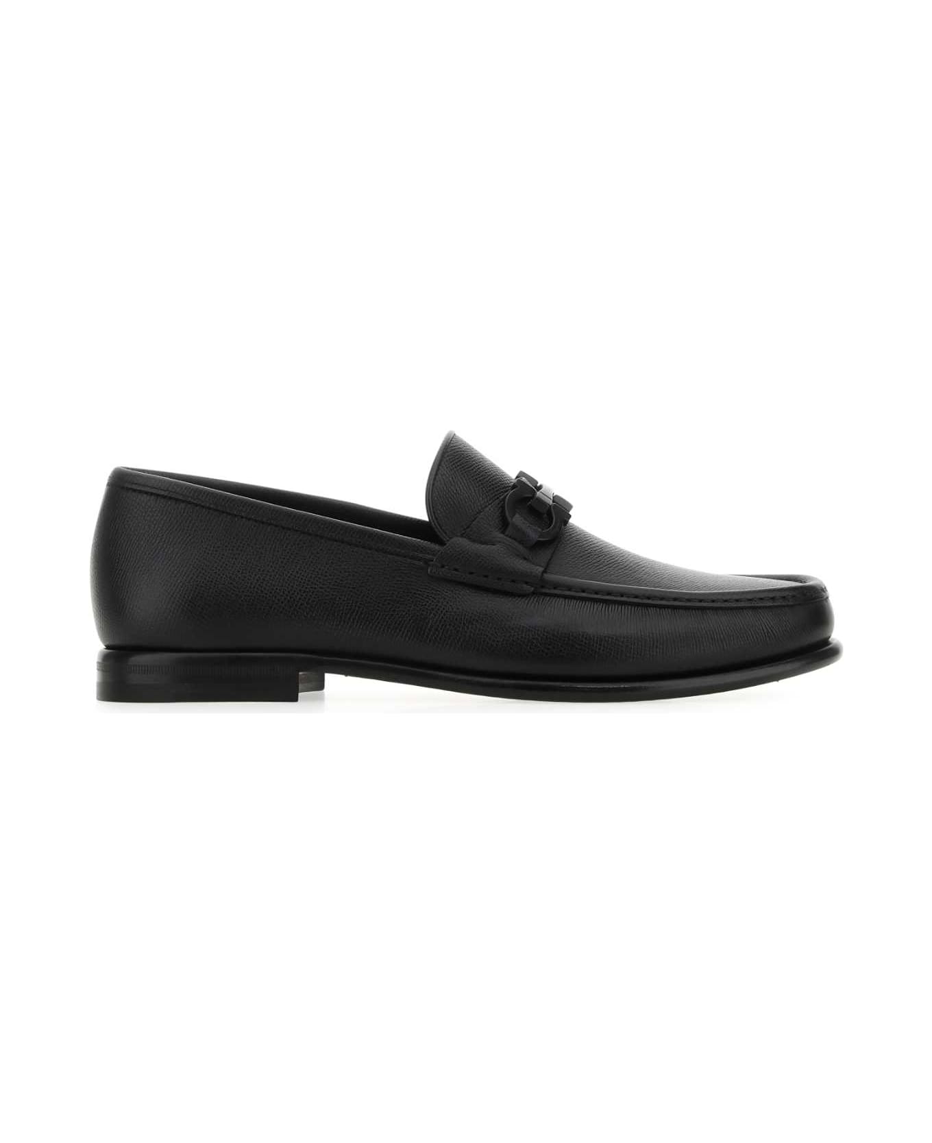 Ferragamo Black Leather Loafers - NERO