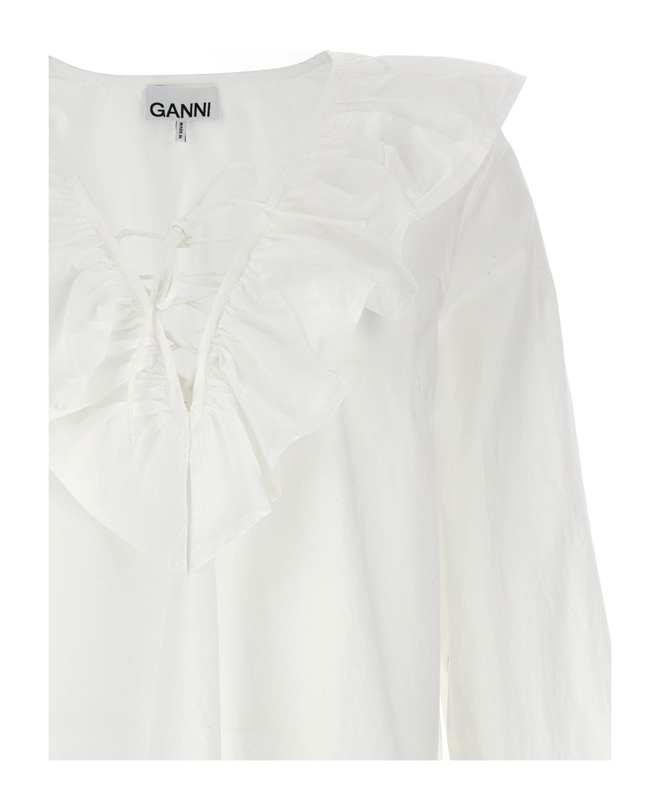 Ganni Ruffles Shirt - White