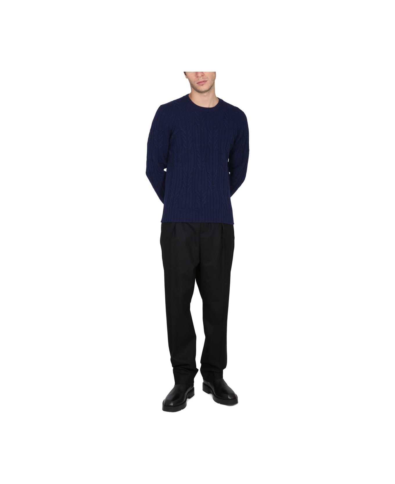 Drumohr Cashmere Sweater - BLUE ニットウェア