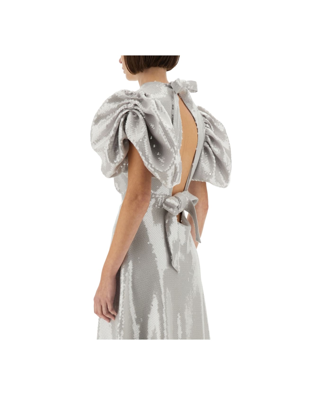 Rotate by Birger Christensen Sequined Puff Midi Dress - GREY