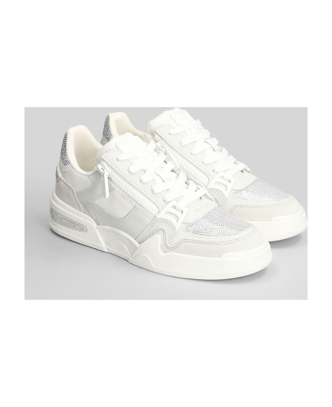 Giuseppe Zanotti Gz-ghost Sneakers In White Suede And Leather - white