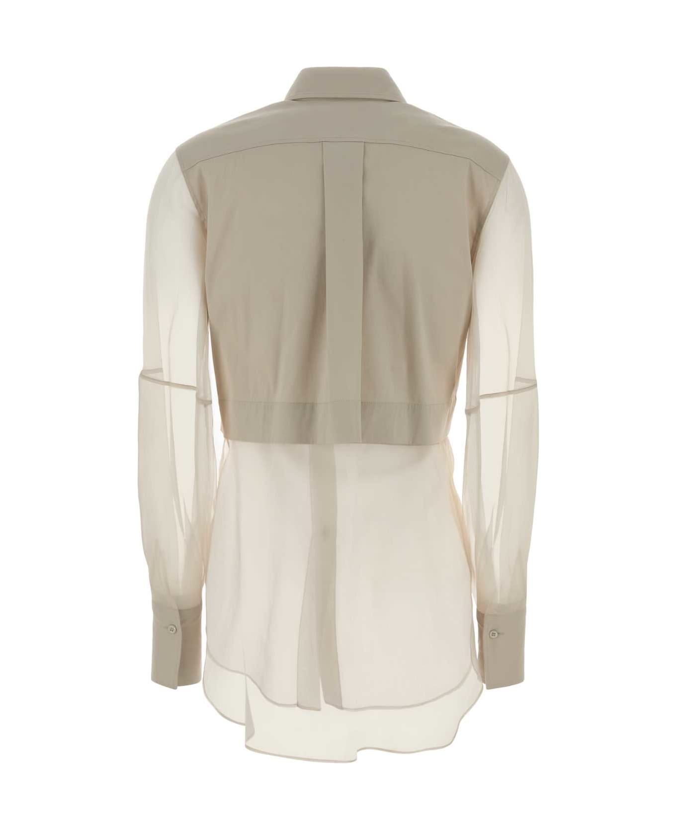 Brunello Cucinelli Sand Cotton Blend And Silk Shirt - C7498
