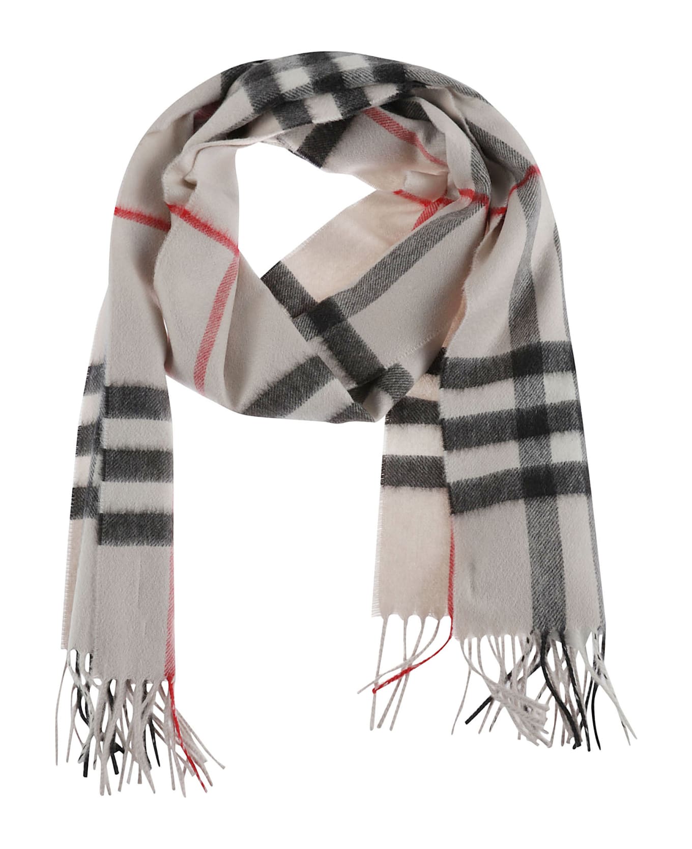 Burberry Check Fringed Scarf - Stone