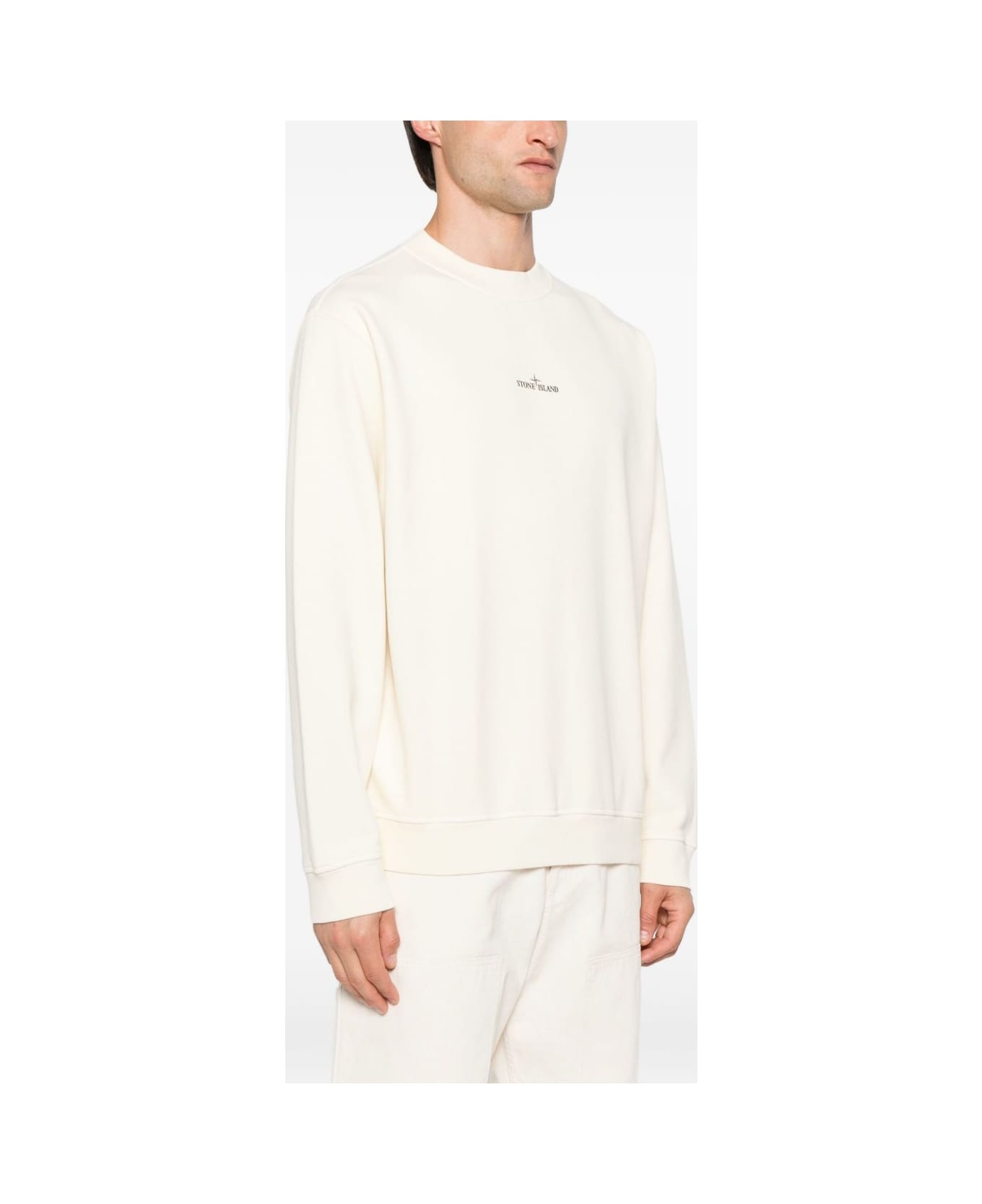 Stone Island Cotton Sweatshirt With Logo - White