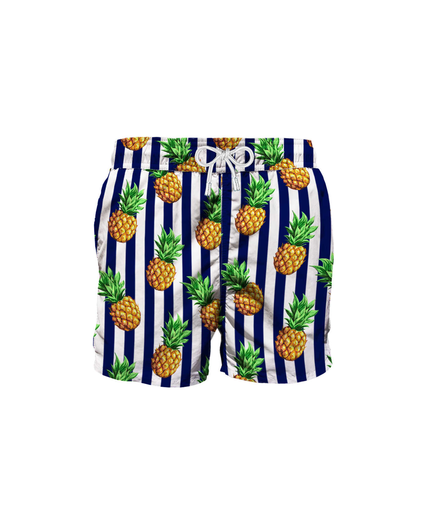 MC2 Saint Barth Striped Swim Shorts With Pineapple Print - BLUE