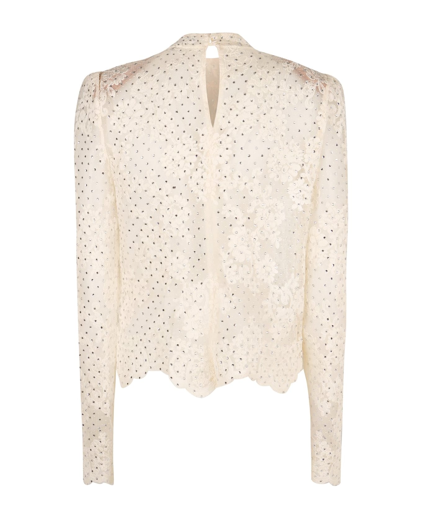 self-portrait Embellished Lace Top - Bianco