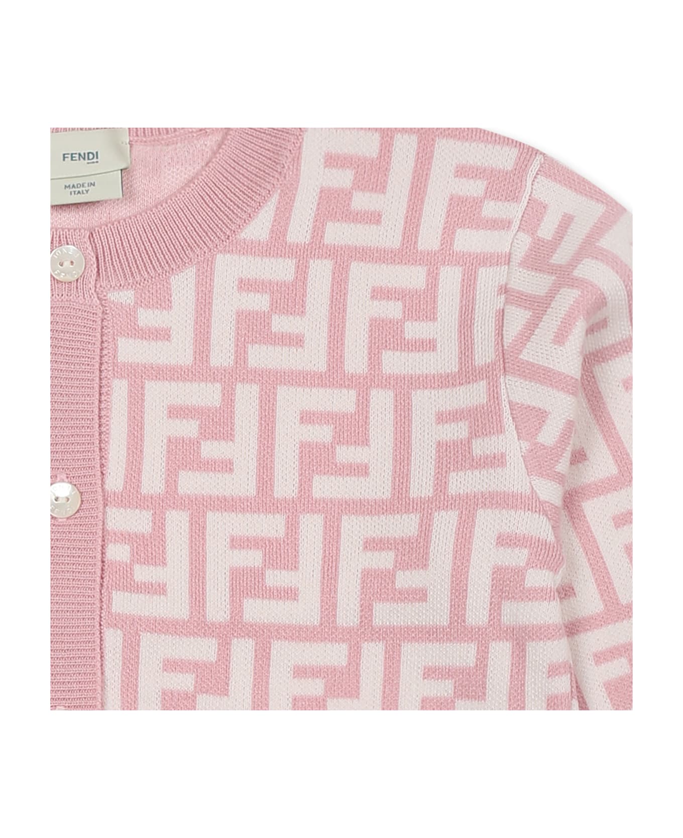 Fendi Pink Cardigan For Baby Girl - Pink