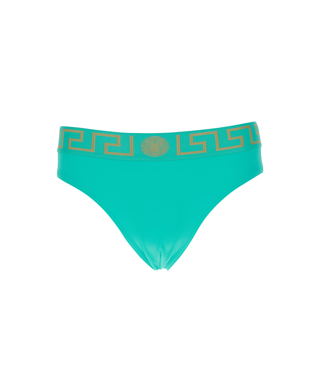 Versace Green Speedo With Greca Detail In Tech Fabric Man - Green