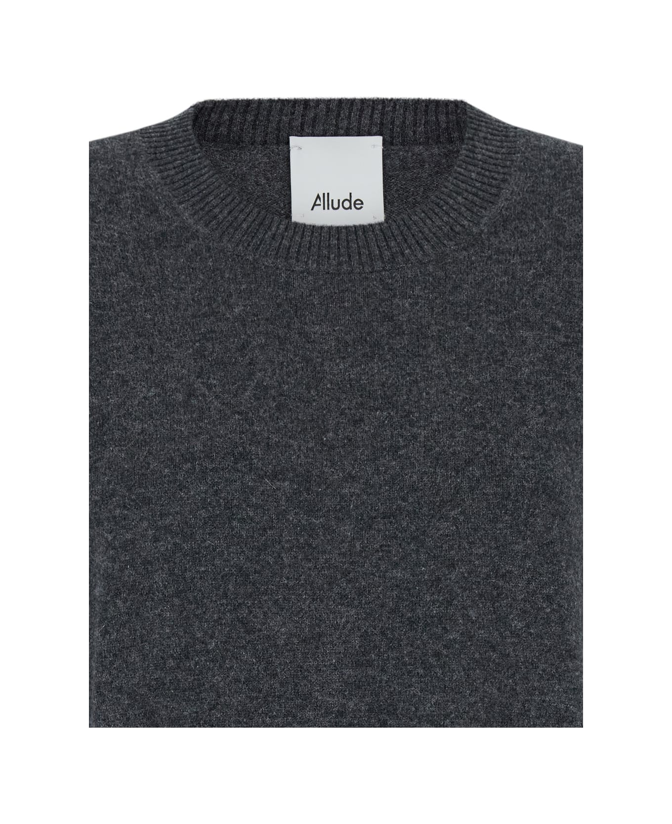 Allude Grey Crewneck Sweater With Dropped Shoulders In Cashmere Woman - Grey