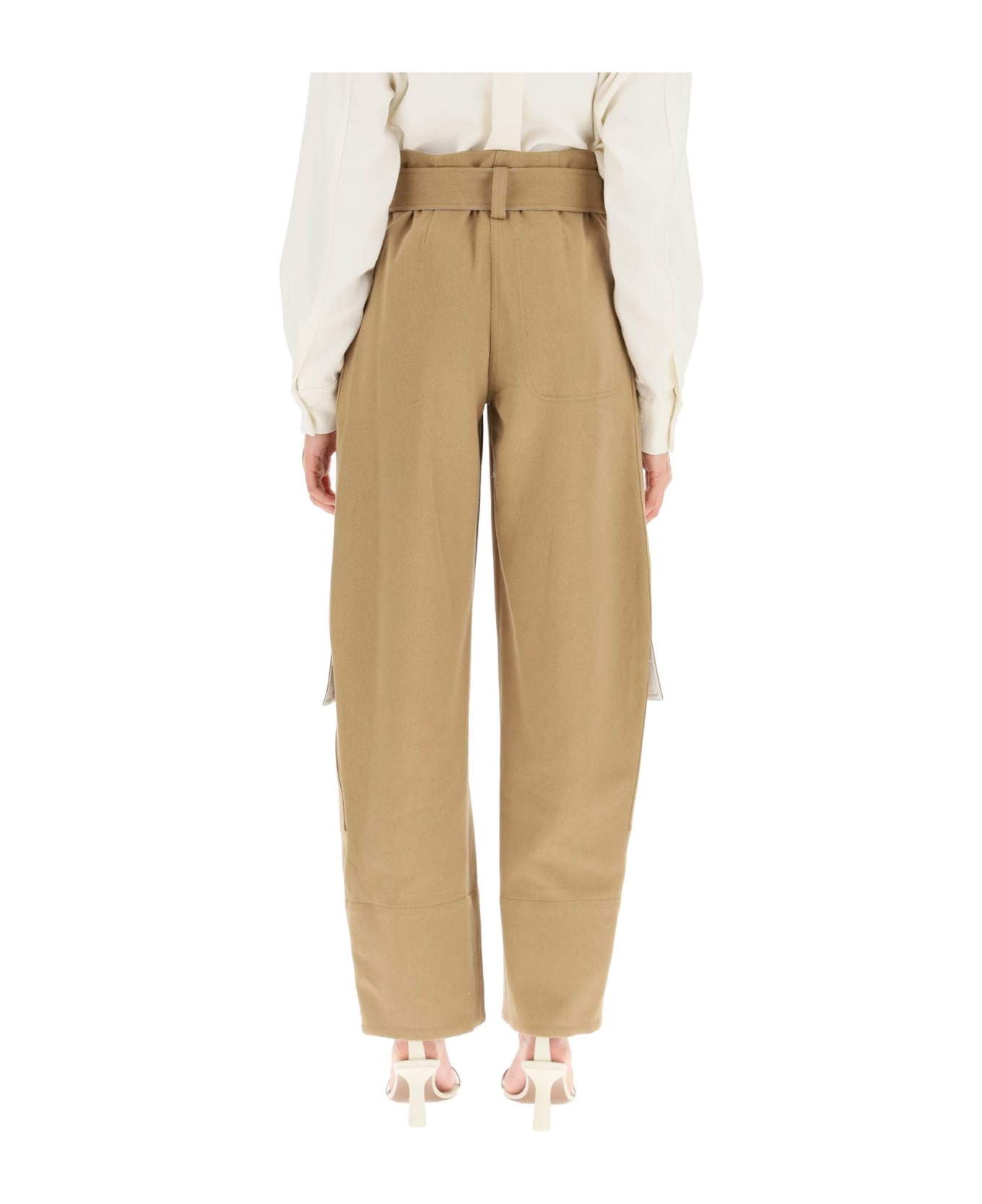 Low Classic Cargo Pants With Matching Belt - BEIGE (Beige) ボトムス