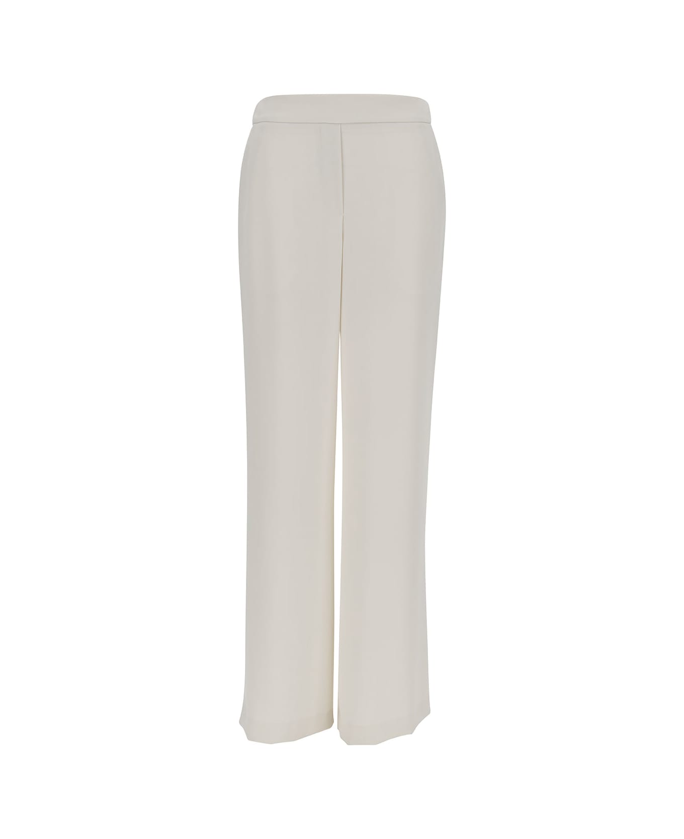 Parosh White Loose Pants With Waist-band In Polyamide Woman - BIANCO