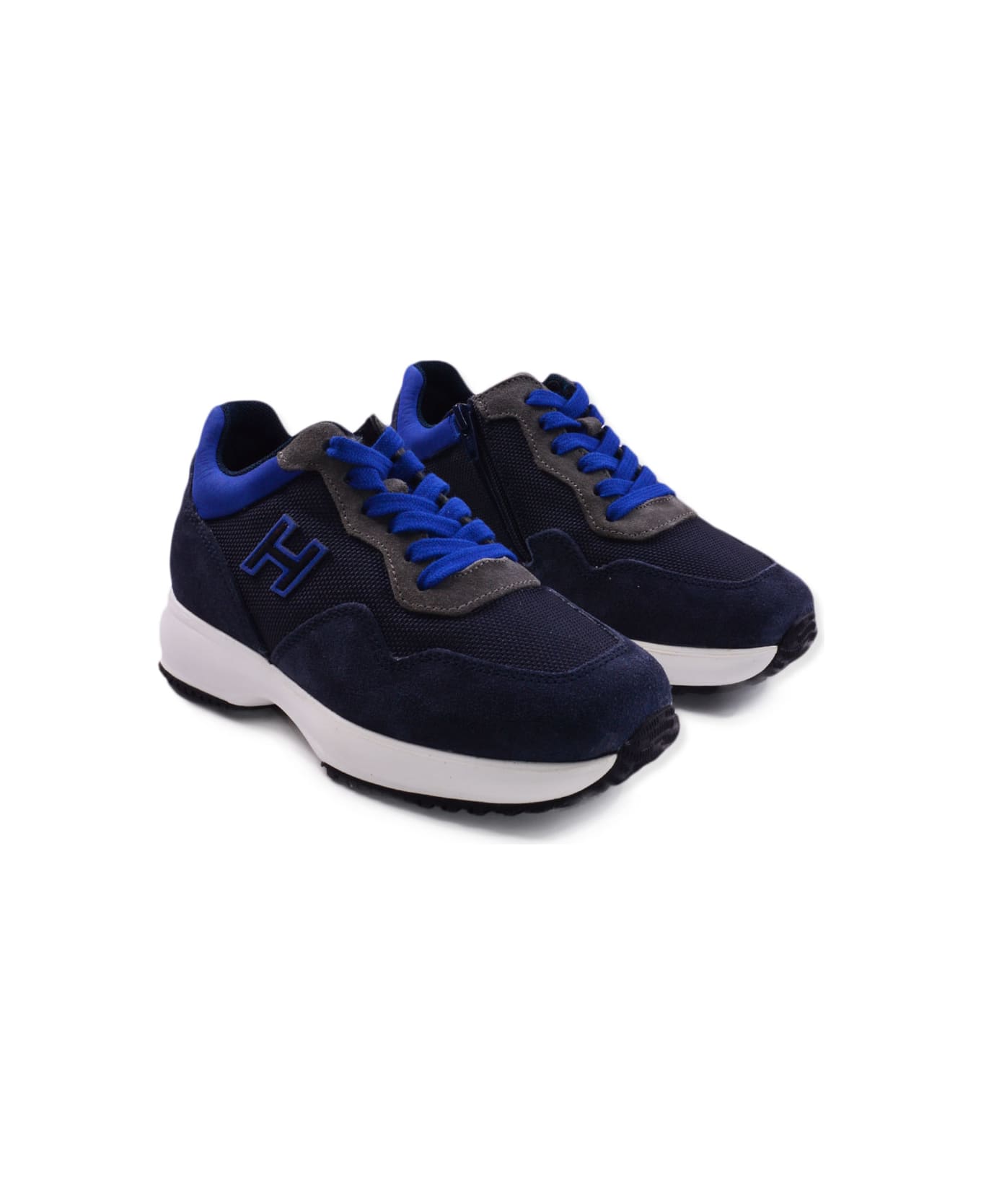 Hogan Interactive Shoe In Suede Leather - Blue