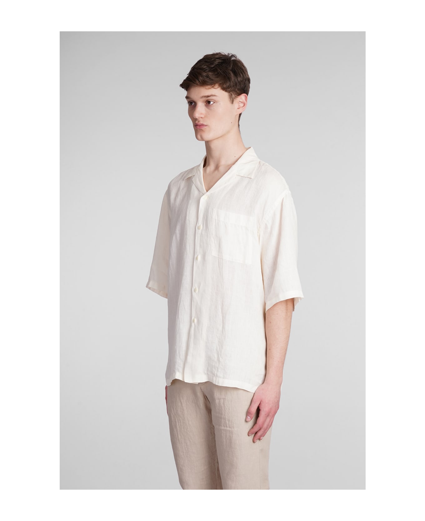 120% Lino Shirt In Beige Linen - beige シャツ